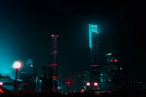 城市温暖的灯光风景图片