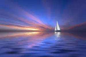 傍晚大海帆船航行图片第张