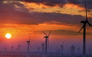 夕阳下的风车图片第张