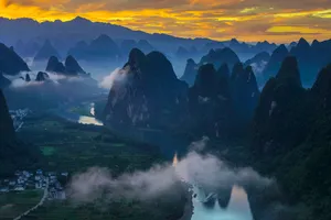 广西漓江静静的夜晚风景图片第张