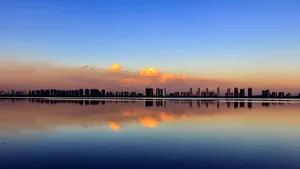 晨曦晋阳湖风景图片第张