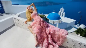 蓝色小镇圣托里尼风景图片第张