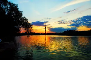 北京玉渊潭晚霞风景图片第张