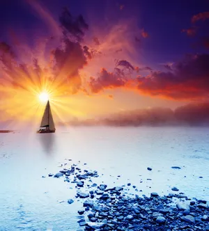 夕阳海边唯美意境图片第1张