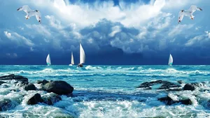 蔚蓝大海唯美风景壁纸_1