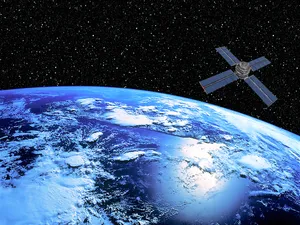 蓝色星球上空的卫星航空图片_1