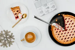 蓝莓派和咖啡的图片第张