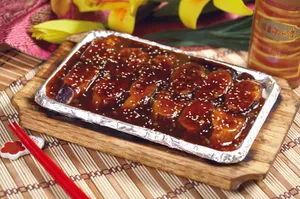 好吃的铁板红烧茄盒图片第张