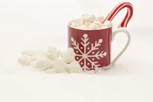 冬天雪地上的热巧克力甜品图片第张