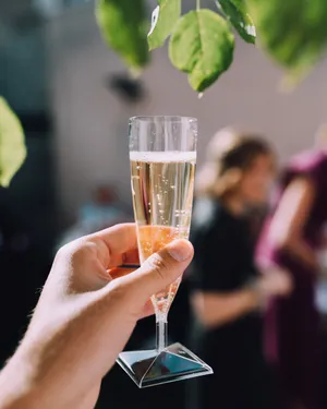 手拿一杯香槟酒图片