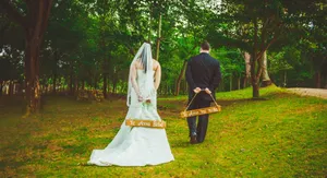 唯美婚纱背影图片