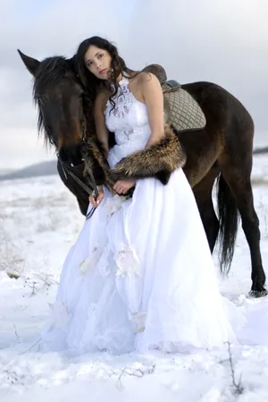 雪地唯美婚纱图片_1