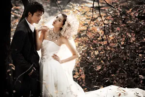 忧郁风格婚纱照图片