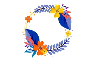 卡通圆形花框素材图片