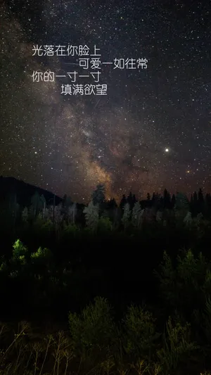 唯美意境夜晚星空带字图片_1