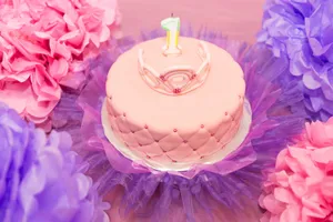 浪漫粉色奶油生日蛋糕图片_1