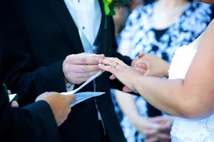 婚礼戴戒指瞬间特写图片_1