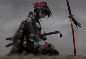 日本武士和服美女图片_1