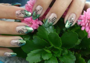 绿色系列美甲图片_1