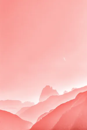 高山粉色水墨风图片_1