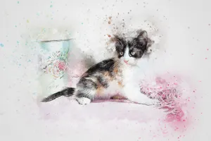 小猫水彩画图片