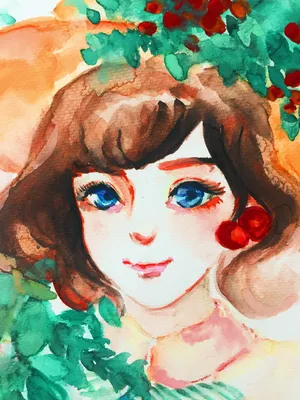 可爱女孩彩色绘画图片_1