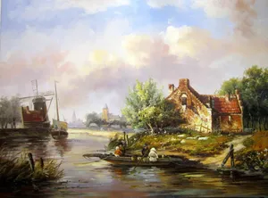乡村一景油画图片_1
