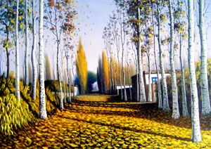 白桦林油画图片_1