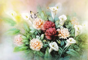 花与蝶绘画图片第1张
