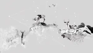 水墨画驯鹿高清图片