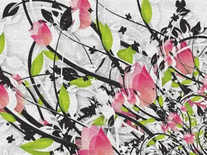 红色花朵彩画图片_1