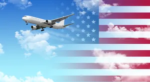 飞往美国的航空飞机图片_1