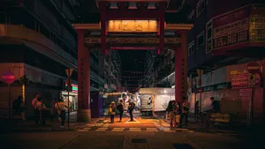 夜色下的香港街道图片_2