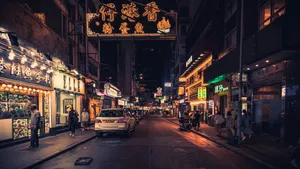 夜色下的香港街道图片_4