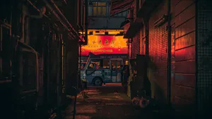夜色下的香港街道图片_7