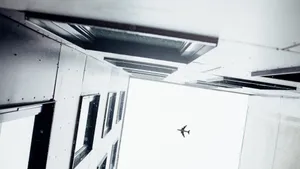 城市上空飞过的飞机图片_2