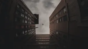 城市上空飞过的飞机图片_5