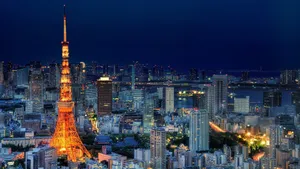 日本东京塔夜景图片_2