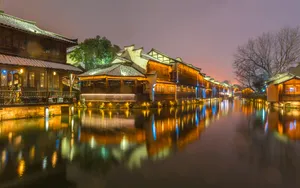 浙江乌镇夜景图片_7