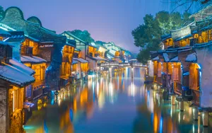浙江乌镇夜景图片_10