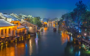 浙江乌镇夜景图片_11