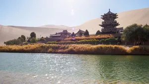 鸣沙山月牙泉风景图片_7