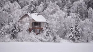 冬季唯美雪中小屋图片_12
