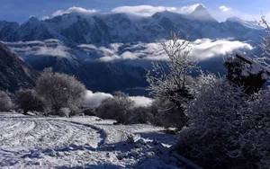 索松村雪山雪景图片_11