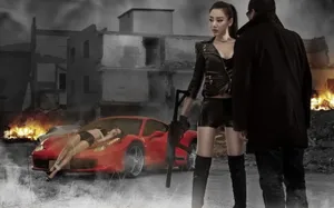艺术美女汽车宽屏壁纸_9