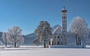 德国巴伐利亚冬天雪景图片壁纸_8