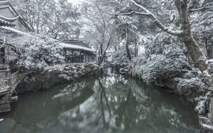冬季苏州拙政园雪景图片壁纸_2