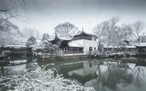 冬季苏州拙政园雪景图片壁纸_3
