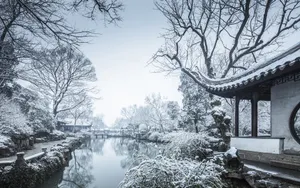 冬季苏州拙政园雪景图片壁纸_5
