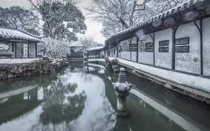冬季苏州拙政园雪景图片壁纸_6